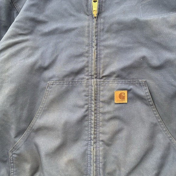 Vintage Y2K Mens XL Blueberry Blue Carhartt Jacket Hooded Work Issued 376-20 - Picture 4 of 7